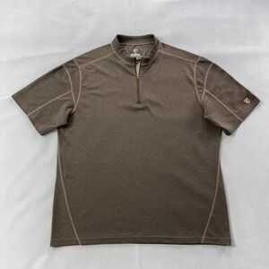 Kuhl Coffeenna Shirt Men Large Brown 1/4 Zip Short Sleeve Band Collar